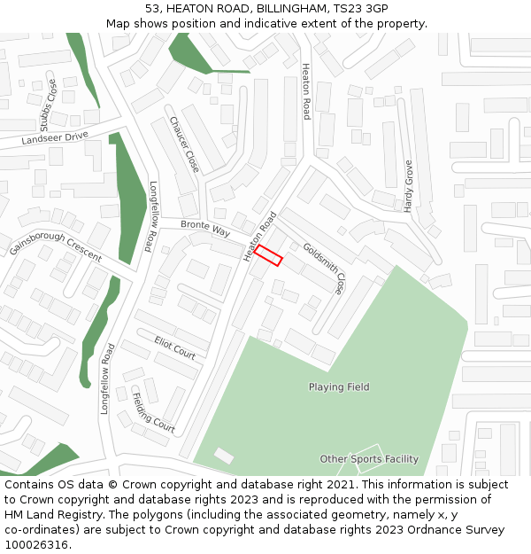 53, HEATON ROAD, BILLINGHAM, TS23 3GP: Location map and indicative extent of plot