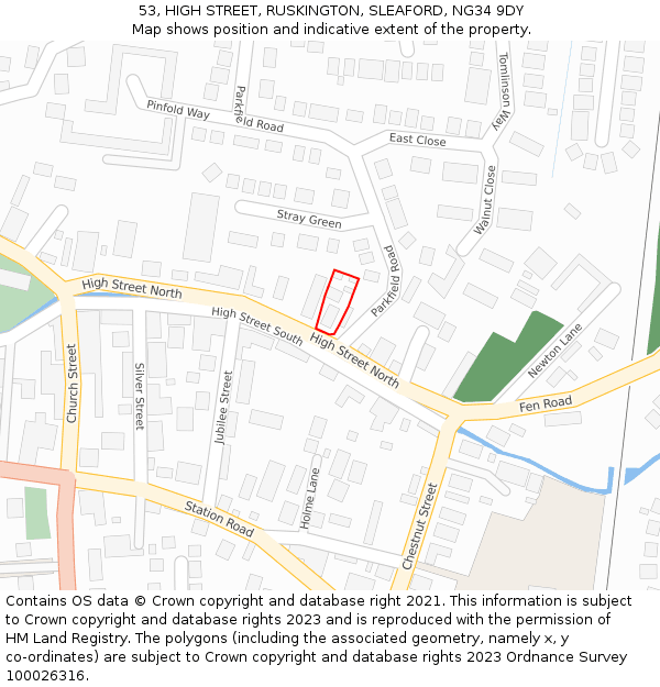 53, HIGH STREET, RUSKINGTON, SLEAFORD, NG34 9DY: Location map and indicative extent of plot