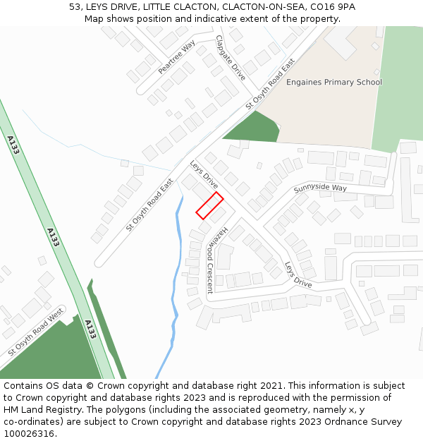 53, LEYS DRIVE, LITTLE CLACTON, CLACTON-ON-SEA, CO16 9PA: Location map and indicative extent of plot