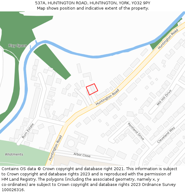 537A, HUNTINGTON ROAD, HUNTINGTON, YORK, YO32 9PY: Location map and indicative extent of plot