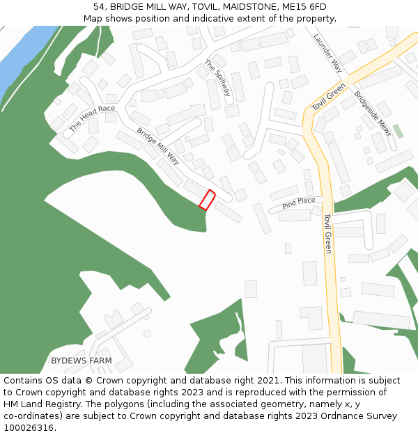 54, BRIDGE MILL WAY, TOVIL, MAIDSTONE, ME15 6FD: Location map and indicative extent of plot