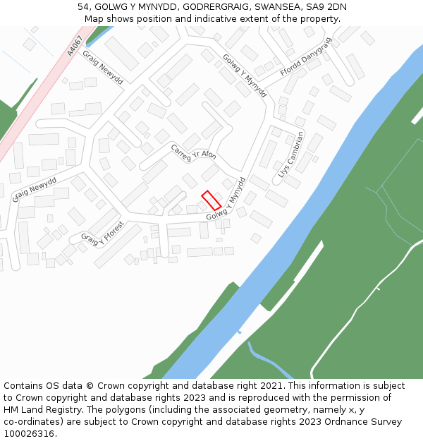 54, GOLWG Y MYNYDD, GODRERGRAIG, SWANSEA, SA9 2DN: Location map and indicative extent of plot