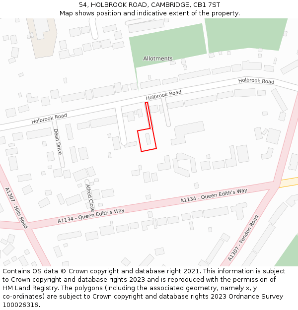 54, HOLBROOK ROAD, CAMBRIDGE, CB1 7ST: Location map and indicative extent of plot