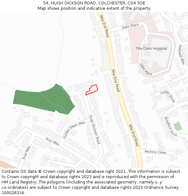 54, HUGH DICKSON ROAD, COLCHESTER, CO4 5DE: Location map and indicative extent of plot