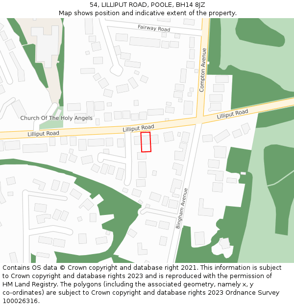 54, LILLIPUT ROAD, POOLE, BH14 8JZ: Location map and indicative extent of plot