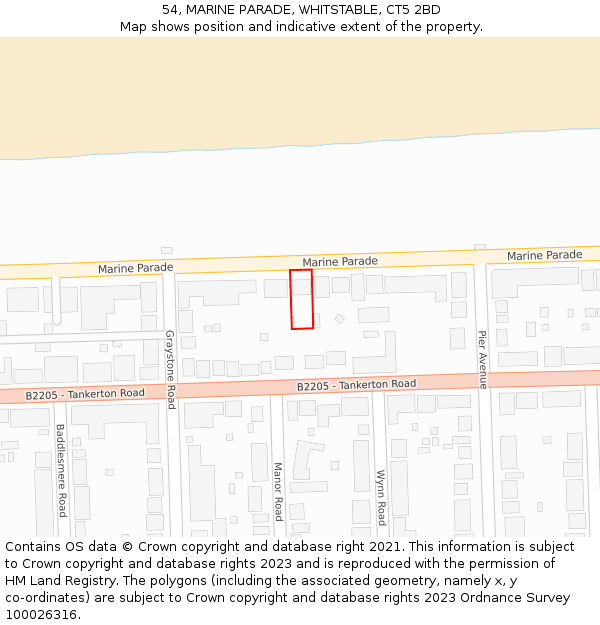 54, MARINE PARADE, WHITSTABLE, CT5 2BD: Location map and indicative extent of plot