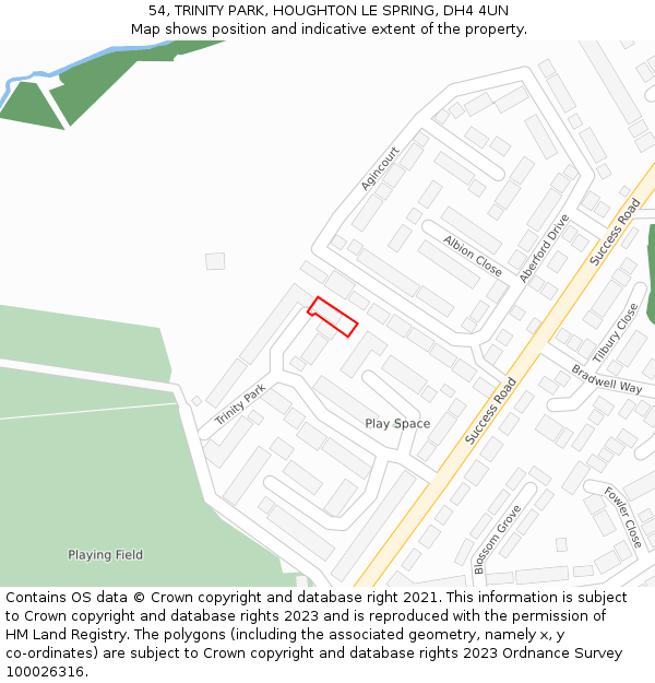 54, TRINITY PARK, HOUGHTON LE SPRING, DH4 4UN: Location map and indicative extent of plot