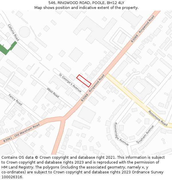 546, RINGWOOD ROAD, POOLE, BH12 4LY: Location map and indicative extent of plot