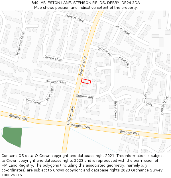 549, ARLESTON LANE, STENSON FIELDS, DERBY, DE24 3DA: Location map and indicative extent of plot