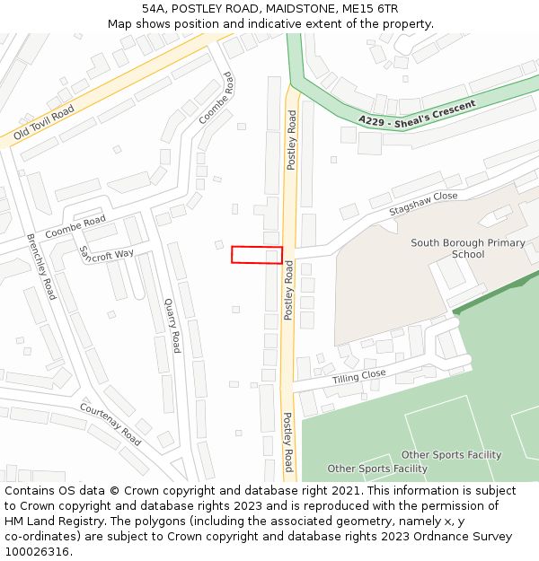 54A, POSTLEY ROAD, MAIDSTONE, ME15 6TR: Location map and indicative extent of plot