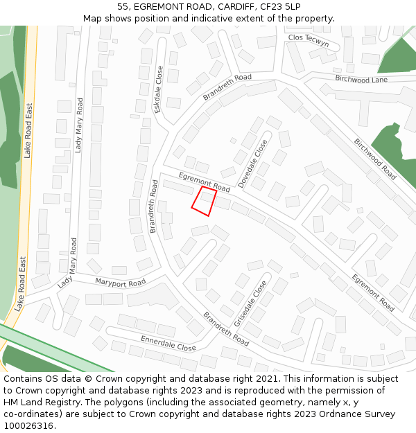 55, EGREMONT ROAD, CARDIFF, CF23 5LP: Location map and indicative extent of plot