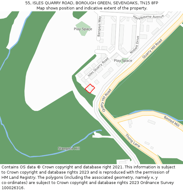 55, ISLES QUARRY ROAD, BOROUGH GREEN, SEVENOAKS, TN15 8FP: Location map and indicative extent of plot