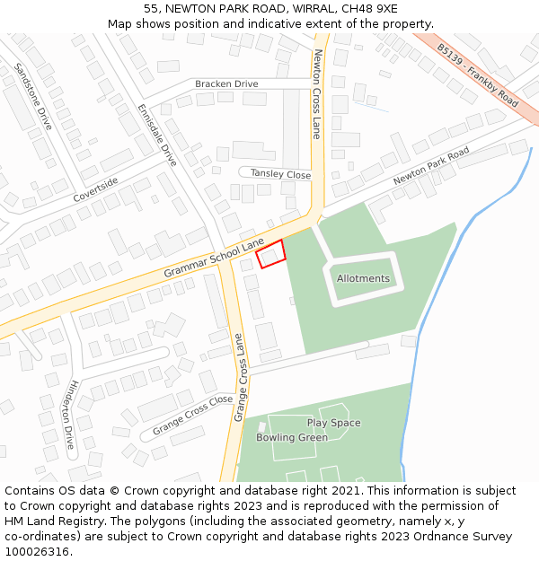 55, NEWTON PARK ROAD, WIRRAL, CH48 9XE: Location map and indicative extent of plot