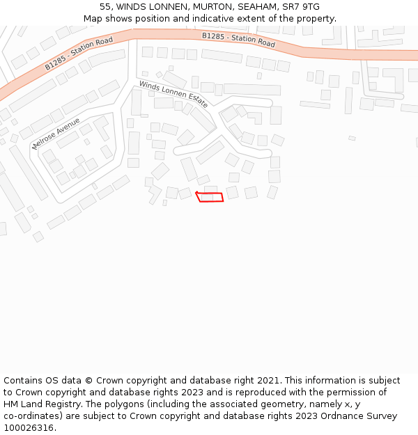 55, WINDS LONNEN, MURTON, SEAHAM, SR7 9TG: Location map and indicative extent of plot