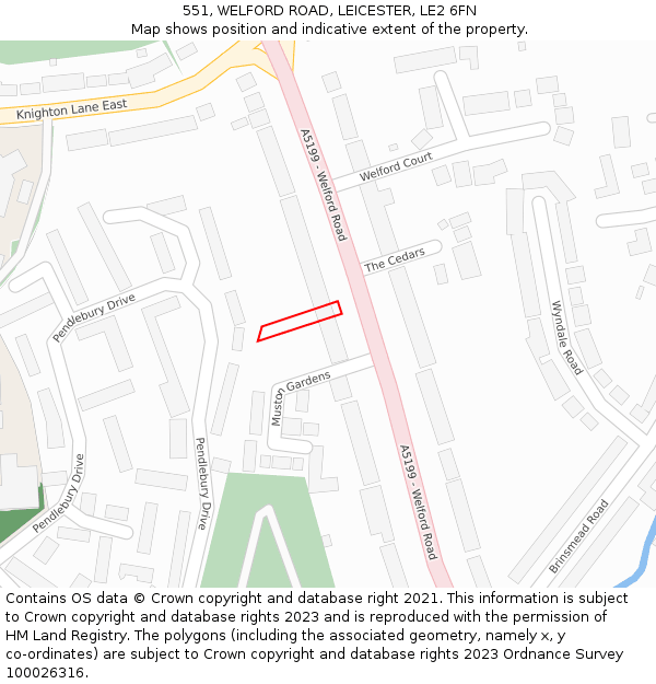 551, WELFORD ROAD, LEICESTER, LE2 6FN: Location map and indicative extent of plot