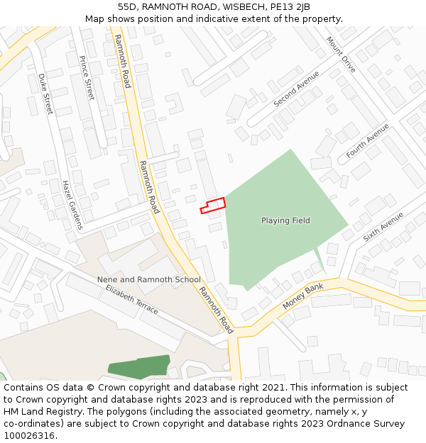 55D, RAMNOTH ROAD, WISBECH, PE13 2JB: Location map and indicative extent of plot