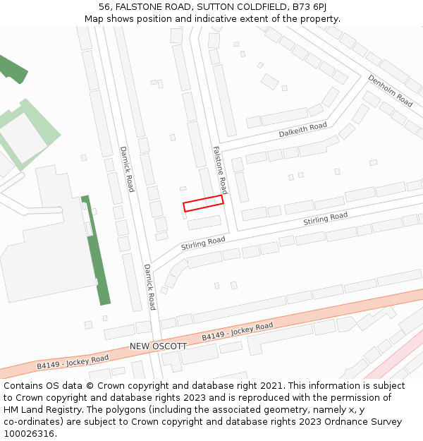 56, FALSTONE ROAD, SUTTON COLDFIELD, B73 6PJ: Location map and indicative extent of plot