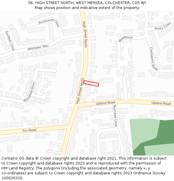 56, HIGH STREET NORTH, WEST MERSEA, COLCHESTER, CO5 8JY: Location map and indicative extent of plot