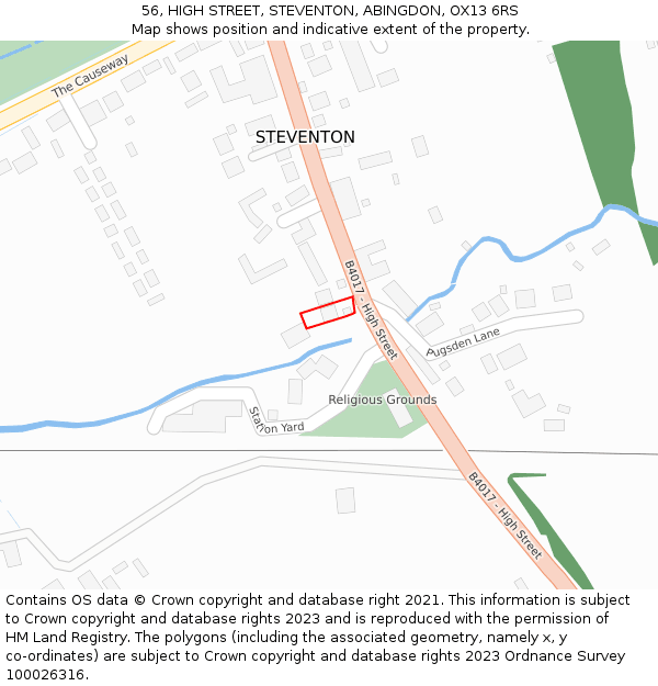 56, HIGH STREET, STEVENTON, ABINGDON, OX13 6RS: Location map and indicative extent of plot