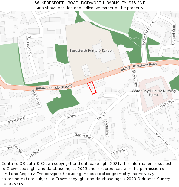 56, KERESFORTH ROAD, DODWORTH, BARNSLEY, S75 3NT: Location map and indicative extent of plot