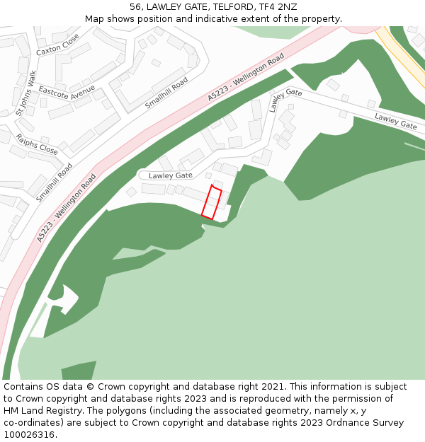 56, LAWLEY GATE, TELFORD, TF4 2NZ: Location map and indicative extent of plot