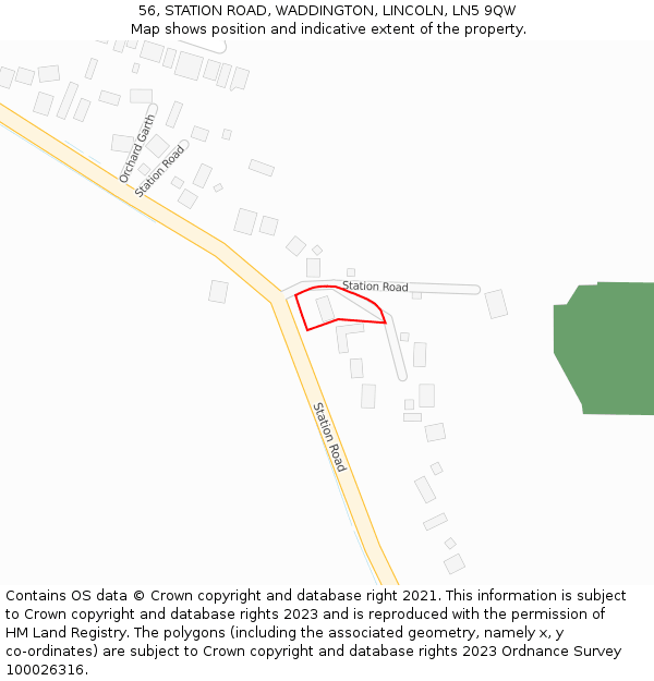 56, STATION ROAD, WADDINGTON, LINCOLN, LN5 9QW: Location map and indicative extent of plot