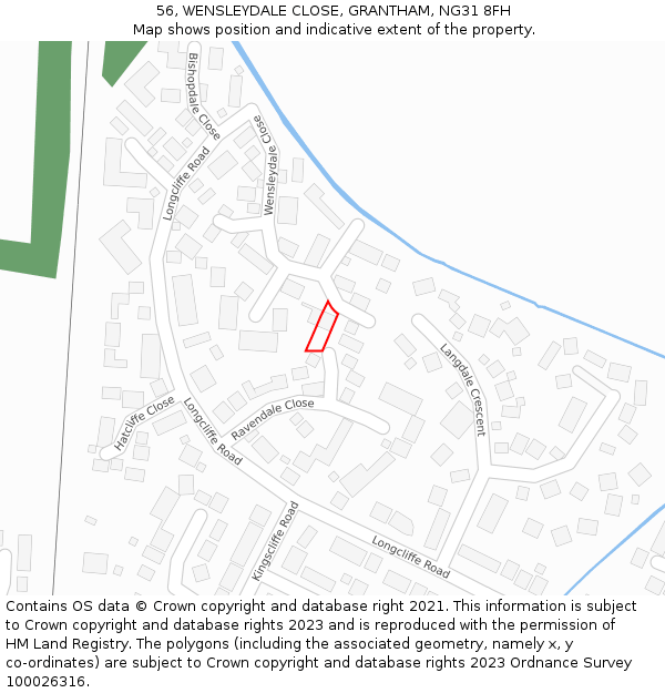 56, WENSLEYDALE CLOSE, GRANTHAM, NG31 8FH: Location map and indicative extent of plot