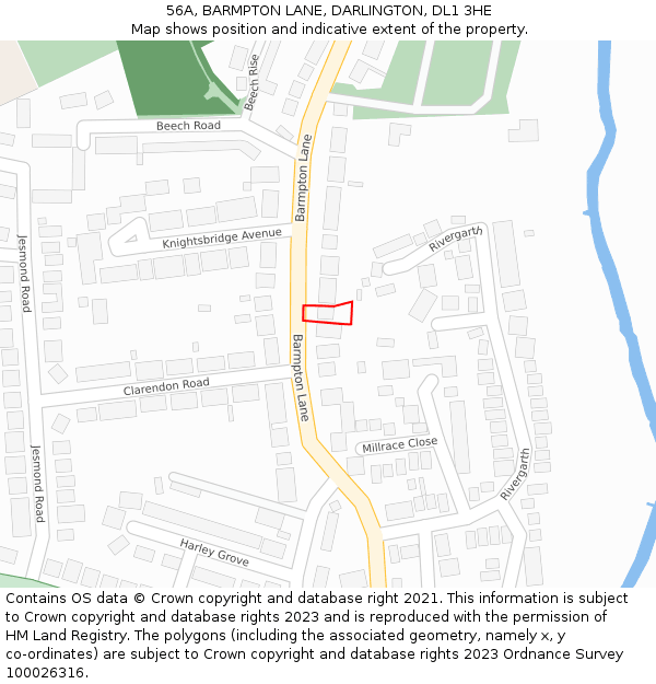 56A, BARMPTON LANE, DARLINGTON, DL1 3HE: Location map and indicative extent of plot