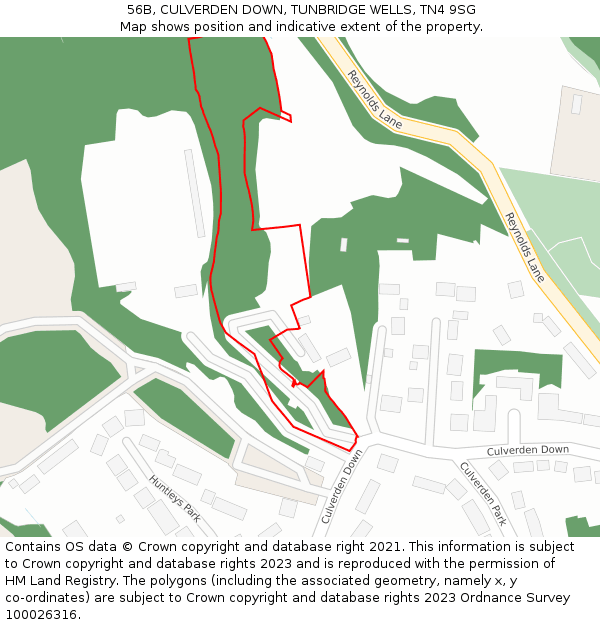 56B, CULVERDEN DOWN, TUNBRIDGE WELLS, TN4 9SG: Location map and indicative extent of plot