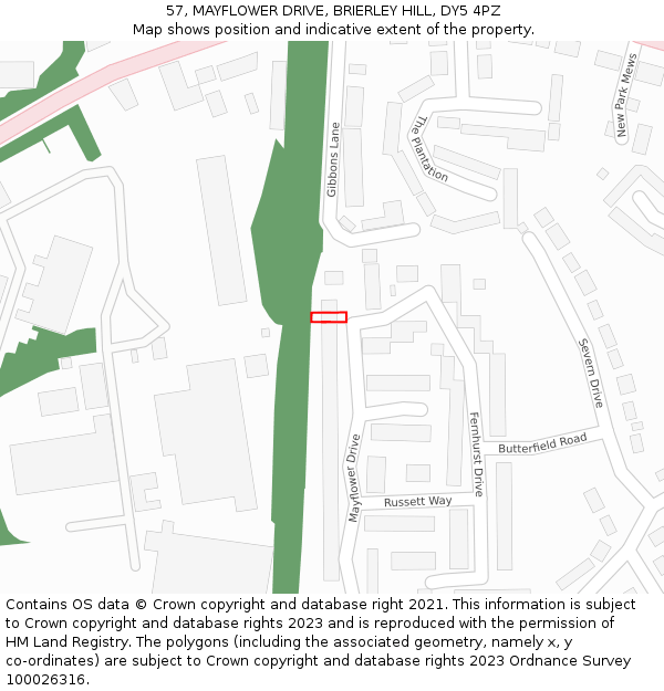 57, MAYFLOWER DRIVE, BRIERLEY HILL, DY5 4PZ: Location map and indicative extent of plot