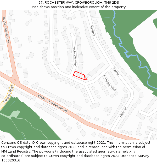 57, ROCHESTER WAY, CROWBOROUGH, TN6 2DS: Location map and indicative extent of plot