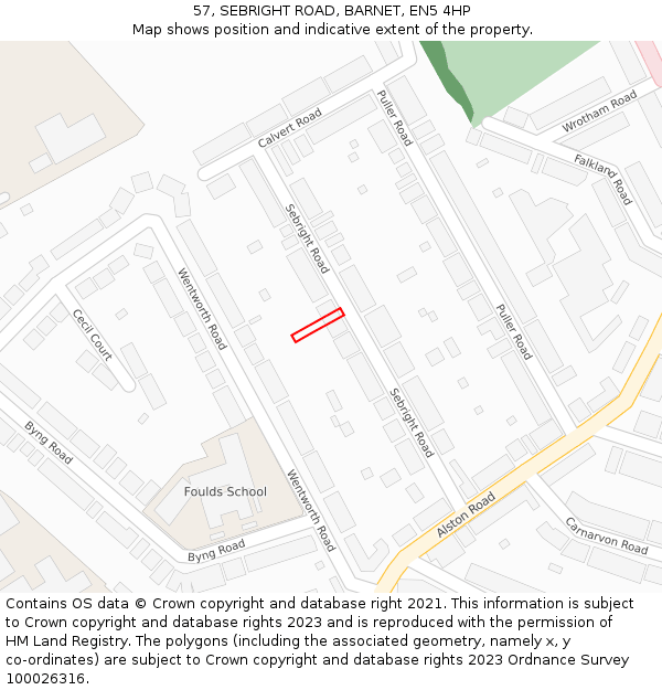 57, SEBRIGHT ROAD, BARNET, EN5 4HP: Location map and indicative extent of plot