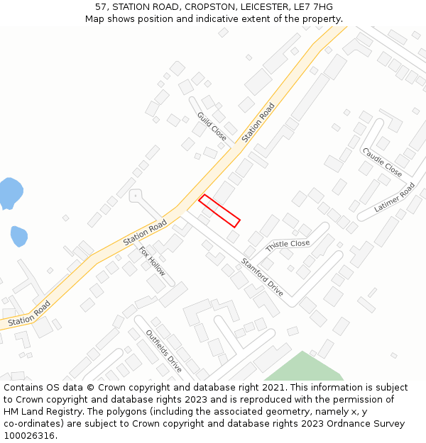 57, STATION ROAD, CROPSTON, LEICESTER, LE7 7HG: Location map and indicative extent of plot