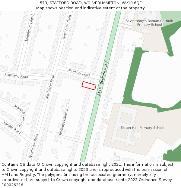 573, STAFFORD ROAD, WOLVERHAMPTON, WV10 6QE: Location map and indicative extent of plot