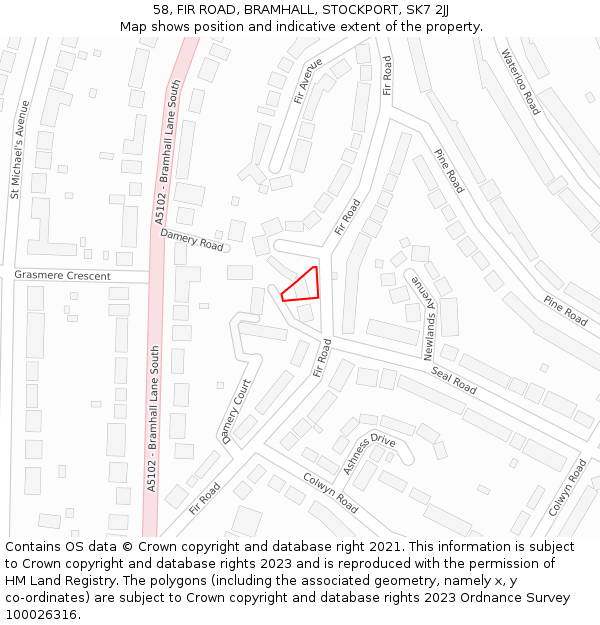 58, FIR ROAD, BRAMHALL, STOCKPORT, SK7 2JJ: Location map and indicative extent of plot