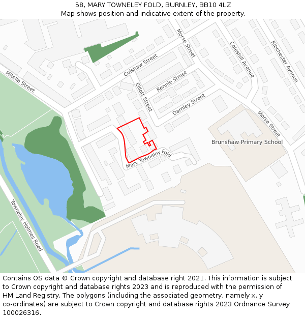 58, MARY TOWNELEY FOLD, BURNLEY, BB10 4LZ: Location map and indicative extent of plot