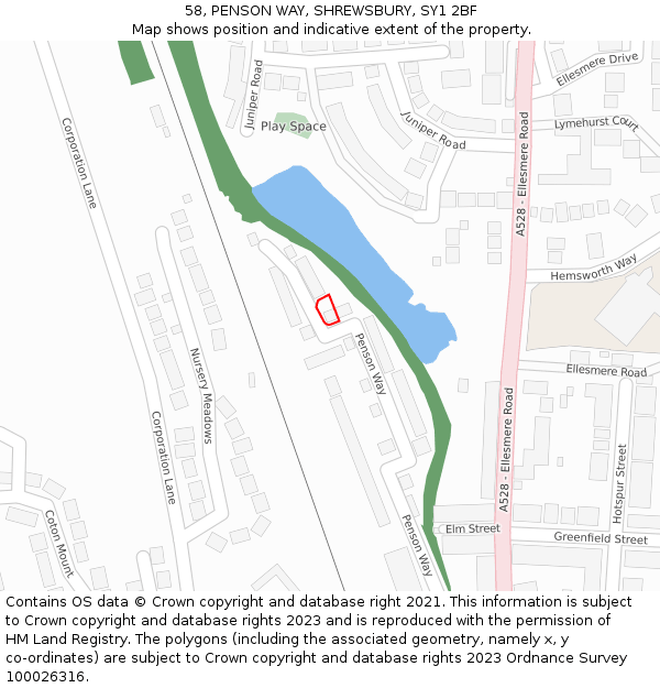 58, PENSON WAY, SHREWSBURY, SY1 2BF: Location map and indicative extent of plot