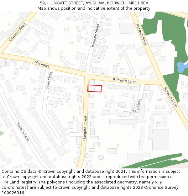 59, HUNGATE STREET, AYLSHAM, NORWICH, NR11 6EA: Location map and indicative extent of plot