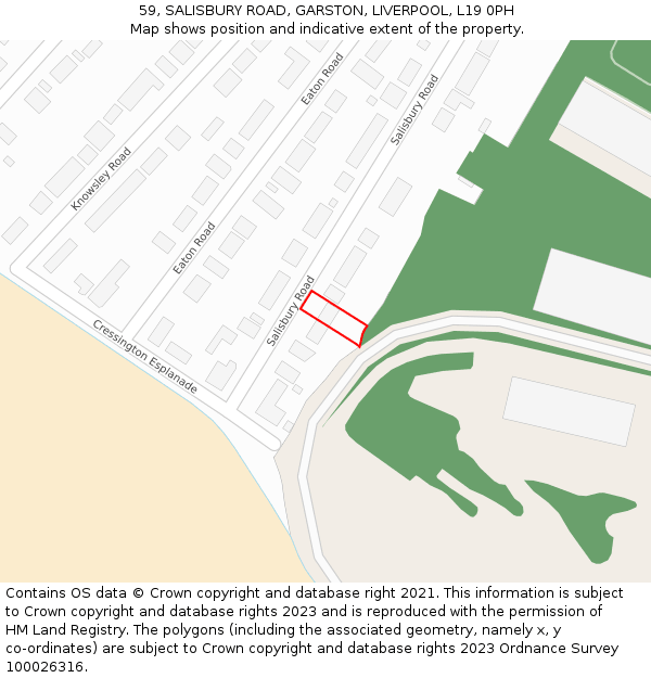 59, SALISBURY ROAD, GARSTON, LIVERPOOL, L19 0PH: Location map and indicative extent of plot