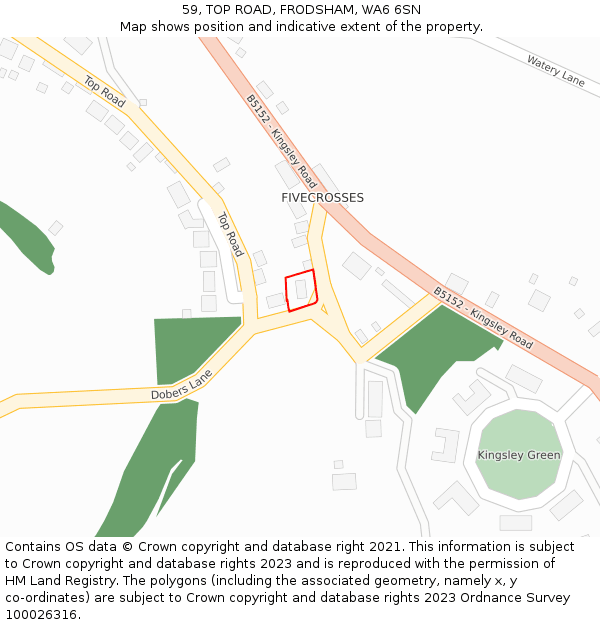 59, TOP ROAD, FRODSHAM, WA6 6SN: Location map and indicative extent of plot