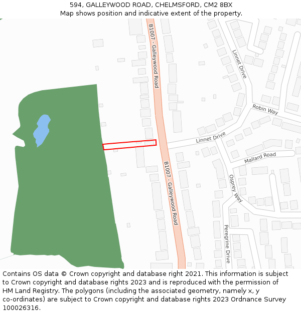 594, GALLEYWOOD ROAD, CHELMSFORD, CM2 8BX: Location map and indicative extent of plot