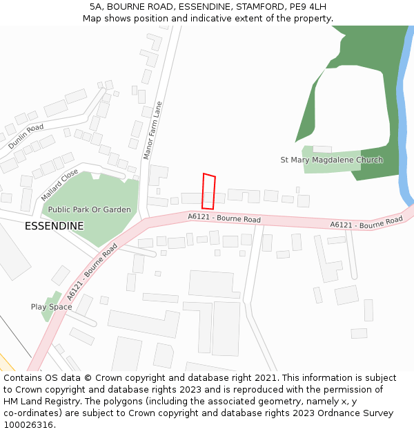 5A, BOURNE ROAD, ESSENDINE, STAMFORD, PE9 4LH: Location map and indicative extent of plot