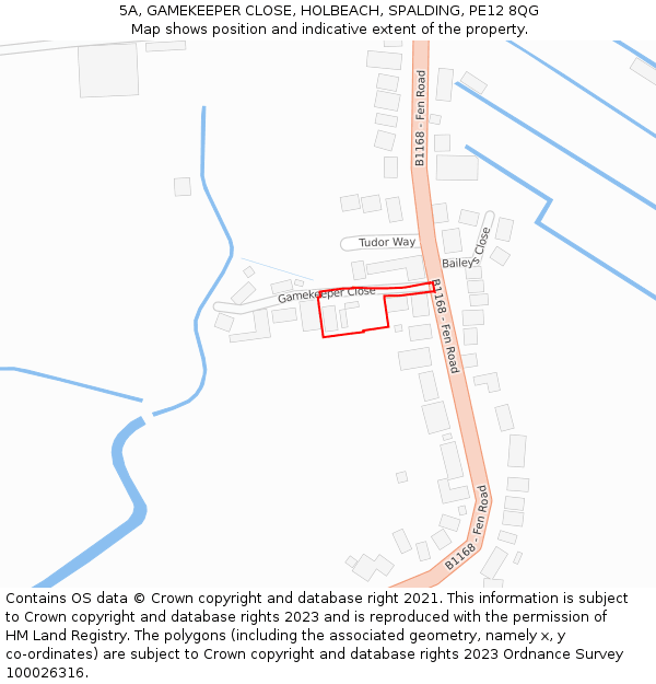 5A, GAMEKEEPER CLOSE, HOLBEACH, SPALDING, PE12 8QG: Location map and indicative extent of plot