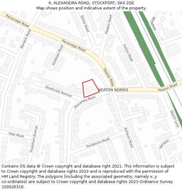 6, ALEXANDRA ROAD, STOCKPORT, SK4 2QE: Location map and indicative extent of plot