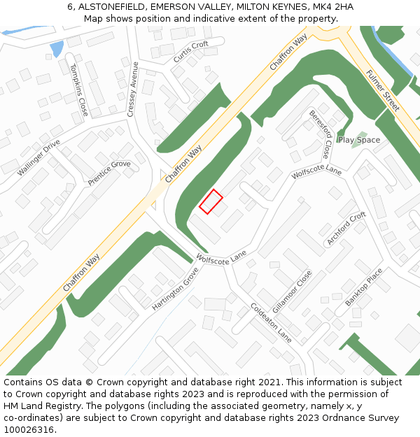 6, ALSTONEFIELD, EMERSON VALLEY, MILTON KEYNES, MK4 2HA: Location map and indicative extent of plot