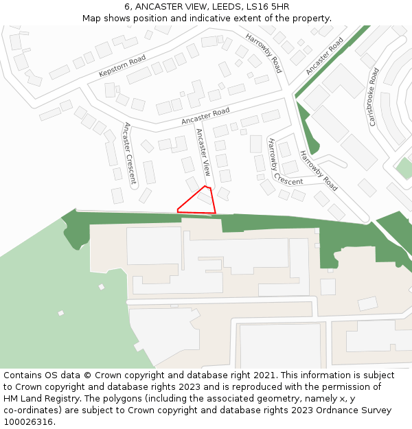 6, ANCASTER VIEW, LEEDS, LS16 5HR: Location map and indicative extent of plot