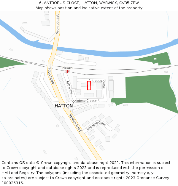 6, ANTROBUS CLOSE, HATTON, WARWICK, CV35 7BW: Location map and indicative extent of plot