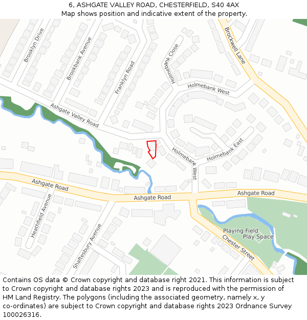 6, ASHGATE VALLEY ROAD, CHESTERFIELD, S40 4AX: Location map and indicative extent of plot