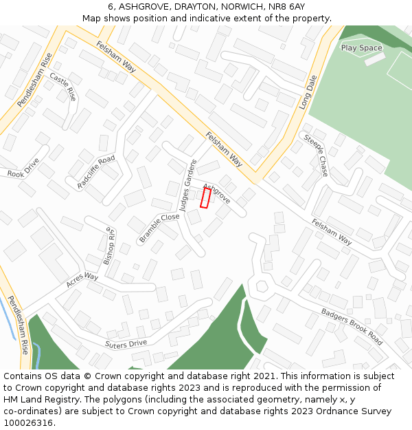 6, ASHGROVE, DRAYTON, NORWICH, NR8 6AY: Location map and indicative extent of plot