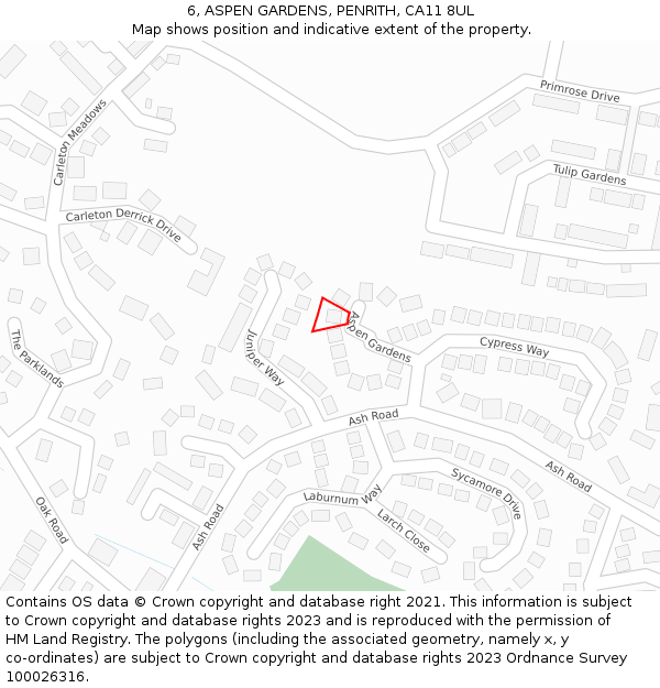 6, ASPEN GARDENS, PENRITH, CA11 8UL: Location map and indicative extent of plot